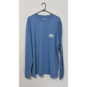 NWT Vineyard Vines Fly Fishing Whale Logo Long-Sleeve Pocket Tee - Adult Large